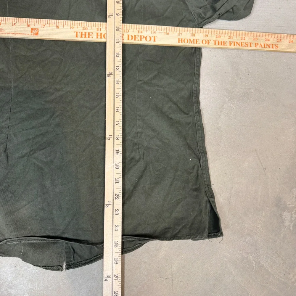 Vintage Military Utility Shirt Jacket Olive Green Cotton Twill Field Mens Small